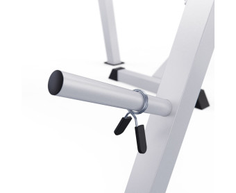 Скамья со стойками под штангу DFC GORILLA с партой для бицепса (белая)