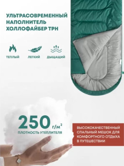 Спальный мешок RSP Lager 250 L (220x75см, зеленый молния слева)