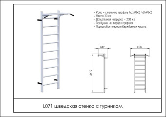 Шведская стенка с турником Central Sport Pro L071