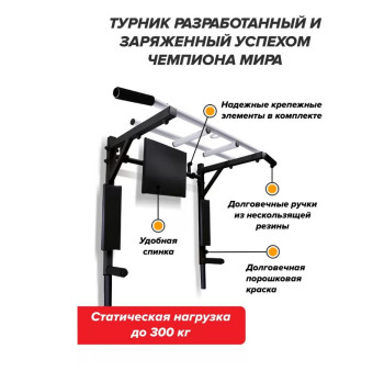 Турник 3в1 Absolute Champion ЭлитСпорт (черно-белый)