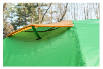 Палатка Sundays ZC-TT009-3P v2 (зеленый/желтый) со спальным мешком ZC-SB001 (синий)