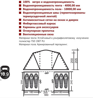 Палатка INDI (Indiana) SIERRA 6 (зеленый)