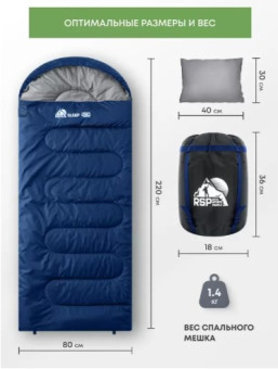 Спальный мешок RSP Sleep 150 L (синий, 220x80см, молния слева)