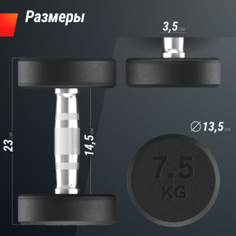 Гантели круглые обрезиненные UNIX Fit PRO (7.5 кг, 2 шт)