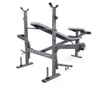 Скамья со стойками под штангу DFC D702 PRO (широкий хват, с партой для бицепса)