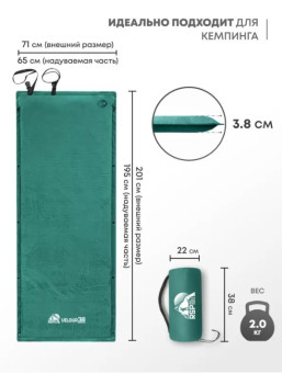 Самонадувающийся коврик RSP Velour 38 (зелёный)