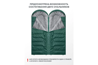 Спальный мешок RSP Sleep 250 L (зелёный, 220x80см, молния слева)