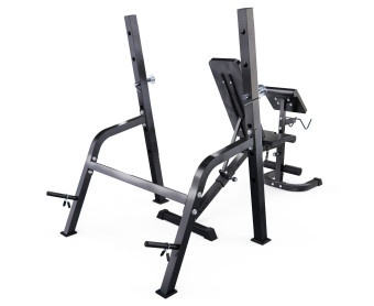 Скамья со стойками под штангу DFC GORILLA (с партой для бицепса)