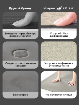 Коврик для йоги и фитнеса черно-бежевый (184х61см)