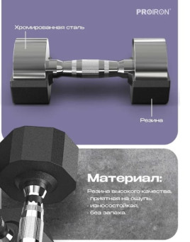 Гантели обрезиненные PROIRON Г2100ОБР (2 шт по 10 кг)