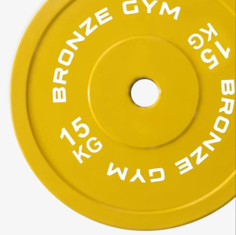Диск олимпийский BRONZE GYM тяжелоатлетический желтый (15 кг)