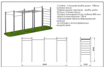 Рукоход двойной двухуровневый + шведская стенка Central Sport Pro, ARWOK016.2